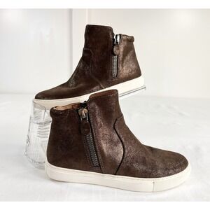 Gentle Souls Kenneth Cole Carter Copper Gold Leather Bootie Sneakers Women's 7.5